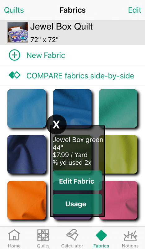 Fabrics Screen