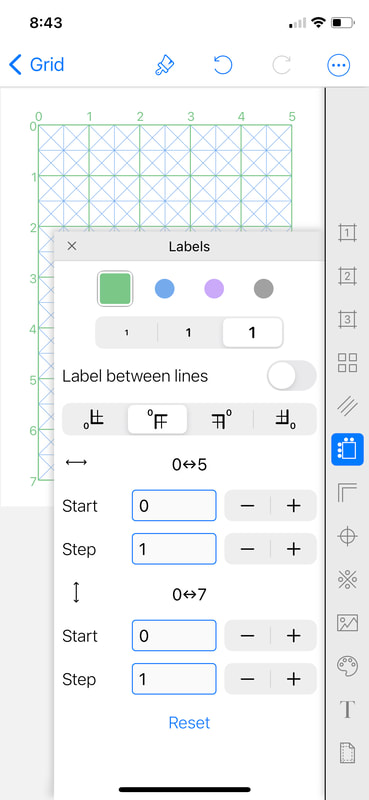 Grid Maker app labels set step place origin on graph paper